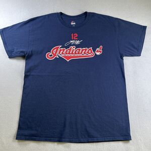 Cleveland‎ Baseball Shirt Mens Large Navy Francisco Lindor MLB Majestic MLB Y2K